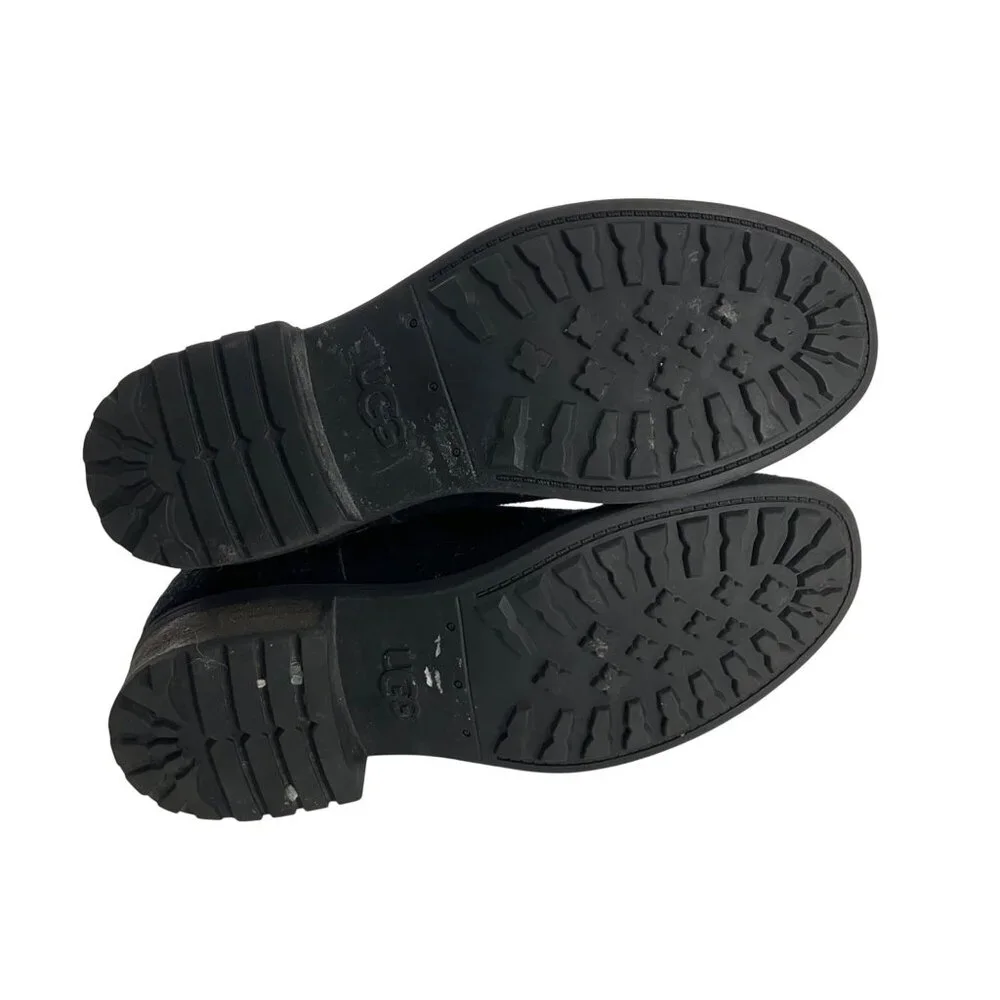 UGG Australia Black Suede Ankle Boots W/ Snakeskin Strap Womens Size 9 Classic - Picture 3 of 12